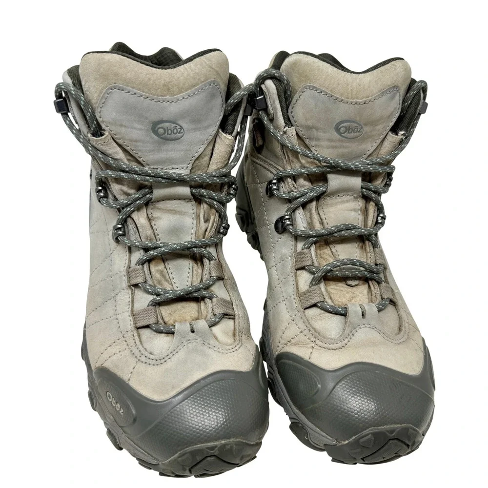 Oboz Premium Bridger Mid Hiking Boots Waterproof Leather Grey Women's Size 11